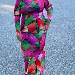 🛍️ Multi-Print Curvy Plus Sheer Dress 1X - 3X (BOUTIQUE)